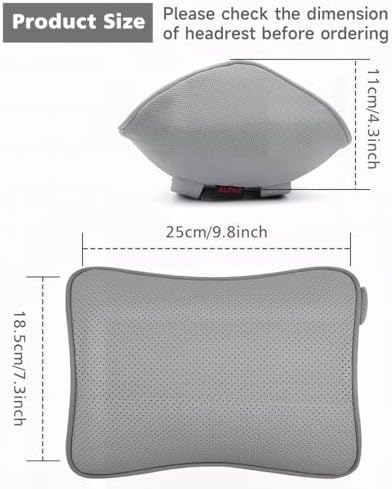 Aukee Car Headrest Pillow Car Memory Foam Car Neck Pillows Soft Leather for Driving Home Office Gray (Pack of 1)