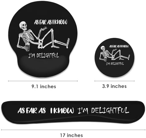 Britimes Ergonomic Mouse Pad Set with Wrist Rest, Black Skull Skeleton