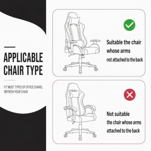 Deisy Dee Gaming Chair Cover, 4-Piece Stretch Computer Chair Slipcover with Armrest Cover, Universal Polyester Spandex Washable Chair Protector for Racing Office Reclining Chair