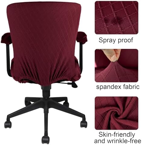 Tallew 4 Pcs Office Chair Covers Stretch Seat Armrest, Wine Red