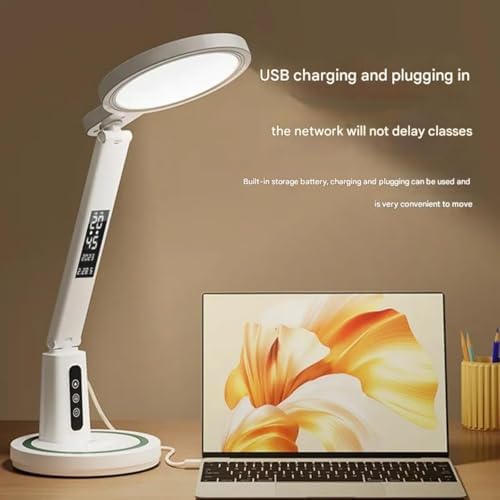 Multifunctional LED Eye Protection Desk lamp | No Flicker, Anti-Blue Light, 5-Speed dimming and Color Adjustment, USB Charging and Portable (Plug-in)