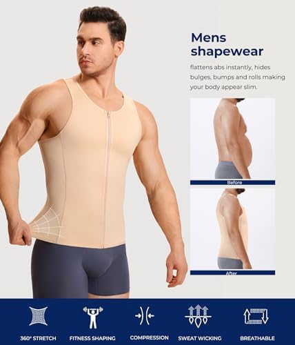TAILONG Men Compression Shirt for Body Slimming Tank Top Shaper Tight Undershirt Tummy Control Girdle