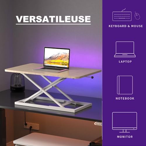 Decoholic 24 inch Height Adjustable Standing Desk Converter（Light Wood