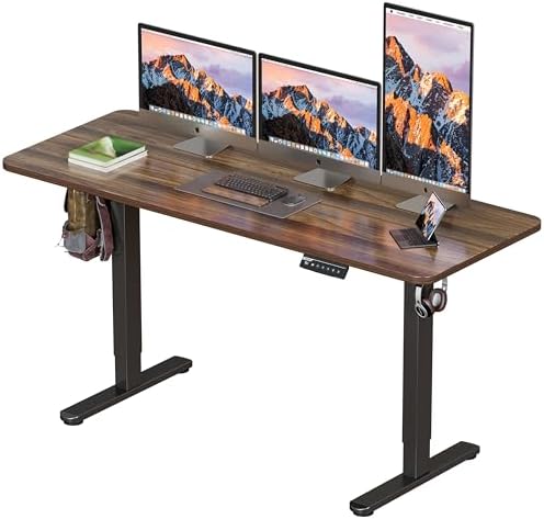BIZUM Electric Standing Desk 63 x 24 Inch Computer Desk-Gaming Desk Dark Walnut Home Office Desks Height Adjustable Memory Stand Up Computer Workstation