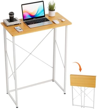 VINGLI 31.5" Folding Desk for Small Spaces, Standing Laptop Desk, Yellow