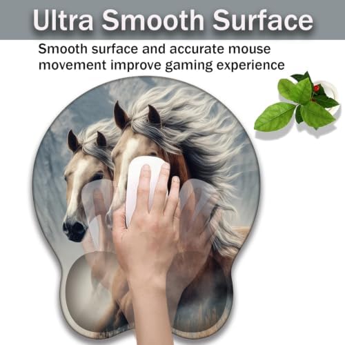 Ergonomic Keyboard Wrist Rest & Mouse Wrist Support Set with Lace Coaster, Gel Memory Foam Anti-Slip Base, Pain Relief for Typing, Horse