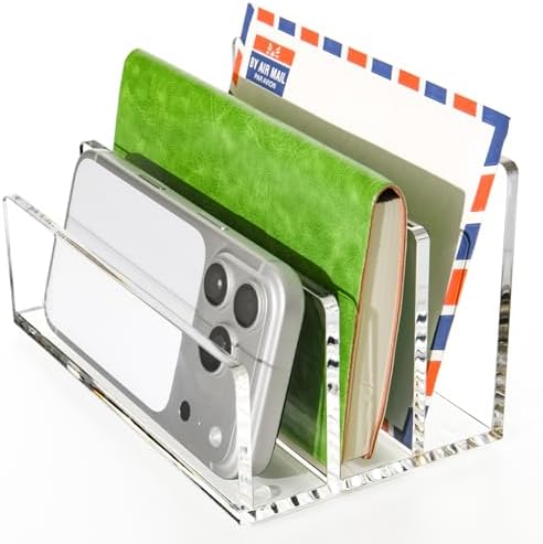 Clear Acrylic 3 Compartment Mail & Letter Organizer for Desk
