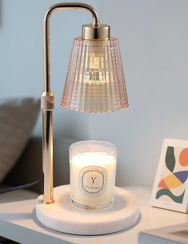 Marble Candle Warmer Lamp White with Cycle Timer, Dimmable Wax Melt Warmer
