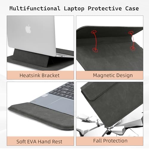 13.3-14 Inch Laptop Sleeve Case with Stand Feature,Matte PU Leather