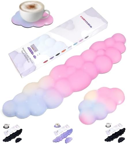 Silky Cloud Wrist Rest Set for Keyboard & Mouse, 16.9", Colorful