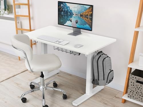 SHW 40 x 22 Inches Electric Height Adjustable Sit to Stand Desk, White
