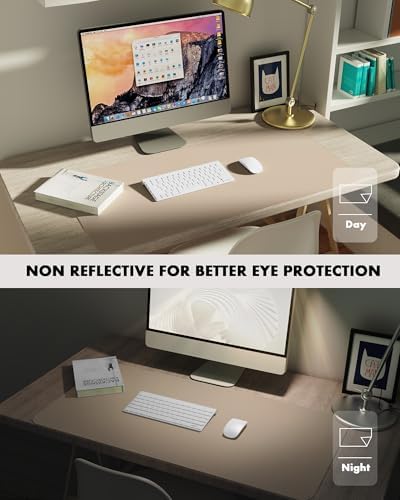 YSAGi Double-Sided Desk Pad, 31.5"x15.7" Leather Desk Mat, Eco Cork Desk Pad Protector,Large Mouse Pad,Waterproof Desk Blotter for Office/Home (Beige/Cork)