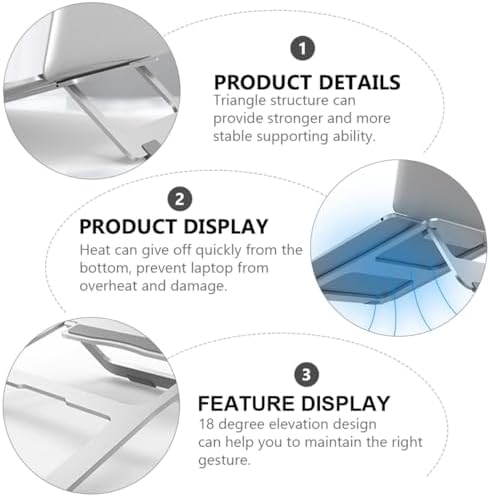 NOLITOY Foldable Aluminum Alloy Laptop Stand Cooling Rack with Ventilated Design Portable Computer Holder for Desk Use Silver