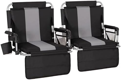 LET'S CAMP 2 Pack Folding Stadium Seats, Portable Bleacher Chairs