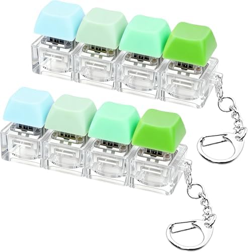 2 PCS Keyboard Fidget Toy, Keyboard Fidget Keychain 4-in-1 Keyboard Decompression Button Finger Clicker Toys, Button Stress Relief Fidget Gifts to Relief Stress (Fours Colors-Green)