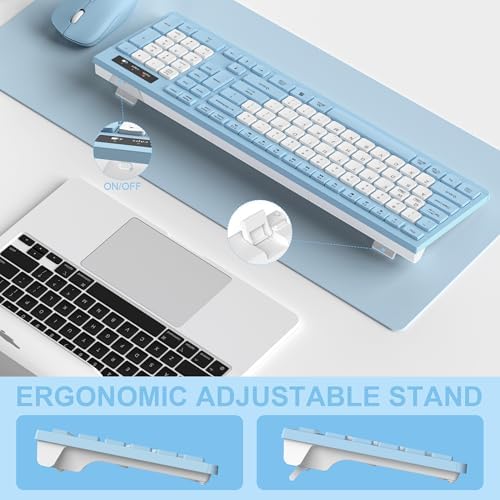 Wireless Keyboard and Mouse Combo Silent for Office and Home(Sky Blue-B)