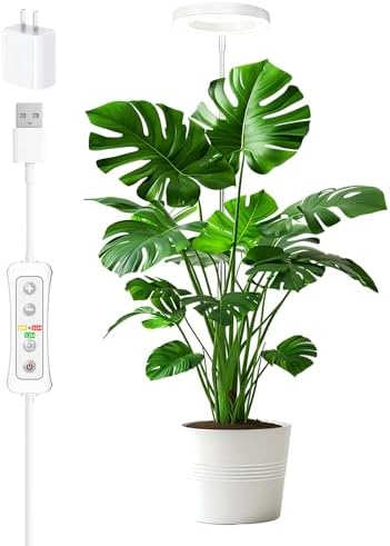 yadoker Plant Grow Light,LED Growing Light Full Spectrum for Indoor Plants,Aluminum Black Plant Lights,Height Adjustable, Automatic Timer, 5V Low Safe Voltage