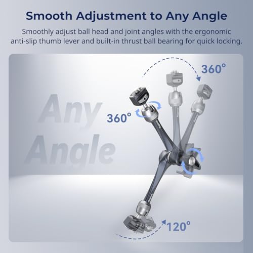 SMALLRIG 11" Rosette Magic Arm, Camera Monitor Mount, Articulating Arm with 1/4"-20 and 3/8"-16 Locating Screw for ARRI, Max Load Capacity 3kg Friction Arm, for Cameras, Monitors, LED Lights