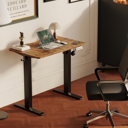 YDN Electric Standing Desk, 32x19 Inch, Rustic Brown
