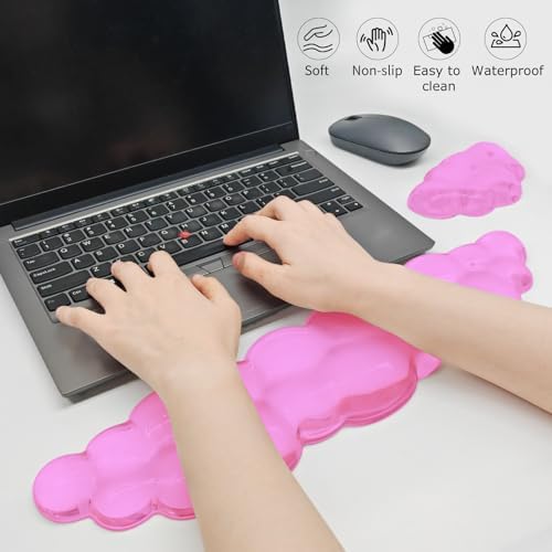 Gel Cloud Keyboard & Mouse Wrist Rest Cloud Wrist Rest Ergonomic Keyboard and Mouse Pad Support for Pain Relief Office Computer Laptop Gaming. (Pink)