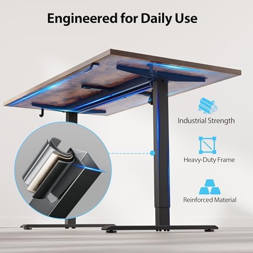 Agilestic 55*28 Inch Height Adjustable Electric Standing Desk, Rustic Brown
