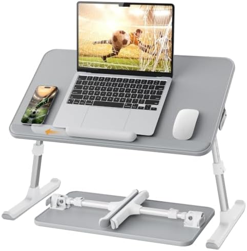 SAIJI Non-Slip Leather Lap Desk Laptop Bed Tray Table, Laptop Stand for Bed