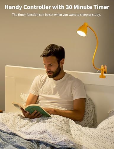 BOHON Clip on Light, Desk Lamp with Clamp, 5 Color 10 Brightness Yellow