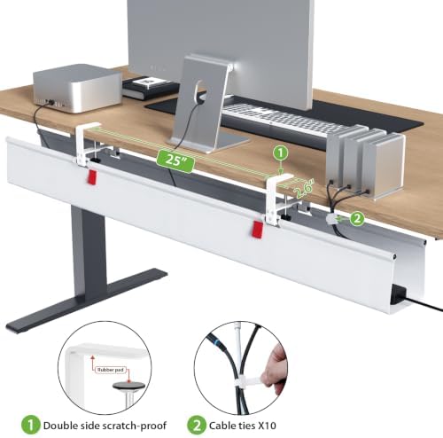 KEEGH Extra Large No Drill Under Desk Cable Management Tray 48 in, White