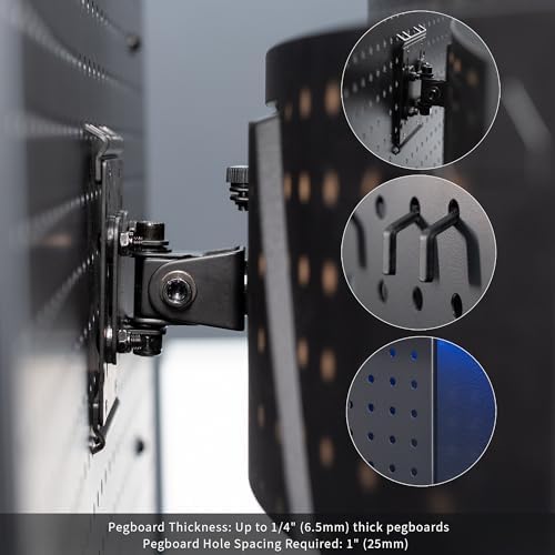 VIVO Black Single Monitor Pegboard Mount, Up to 32 in Screens, Mount-PB1