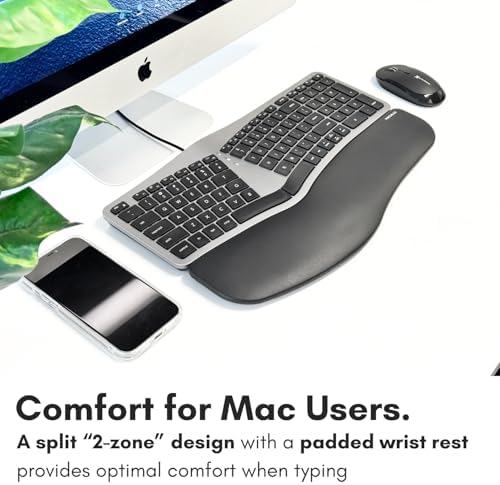Macally Wired Ergonomic Keyboard for Mac - Compatible Backlit Apple Keyboard with Wrist Rest (Curved for Comfort) for MacBook Pro/Air, iMac, Mac mini