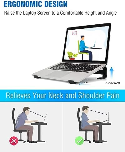 Laptop Stand for Desk, Ventilated Aluminum Laptop Riser, Black