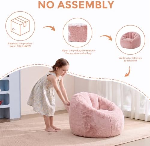 HUGHEAVEN Kids Bean Bag Chair, Small Memory Foam Sofa, Ages 3+