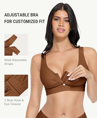 FeelinGirl Post Surgery Compression Bra for Women's Front Closure Bra