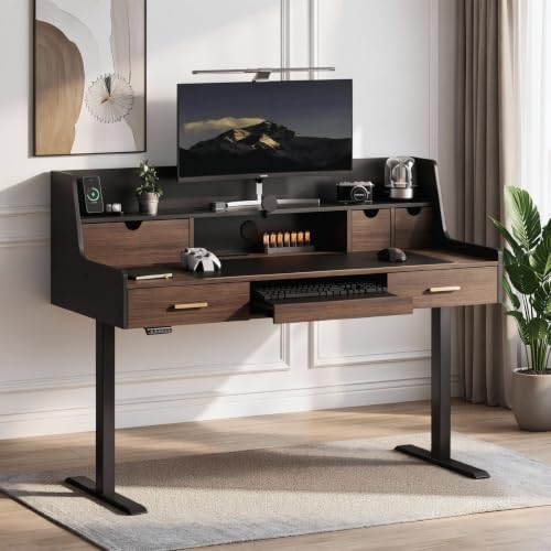 ModernMate 55" Electric Standing Desk with 5 Drawers and Monitor Riser