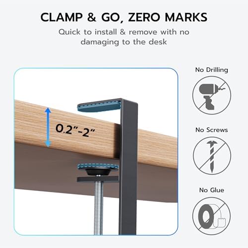 ARES WING 17"-28.7" Extendable Under Desk Cable Management Tray, No-Drill