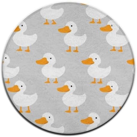 Fashion Round Area Rug Large Non Slip Carpet, White Gooses Unisex Home Decor Mat