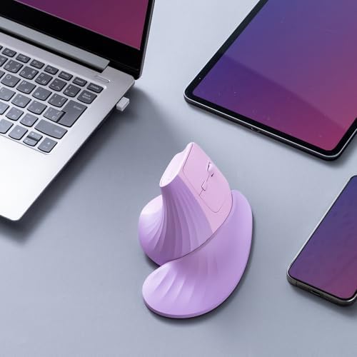 SANWA Wireless Ergonomic Mouse for Large Hands with Wrist Rest, Purple