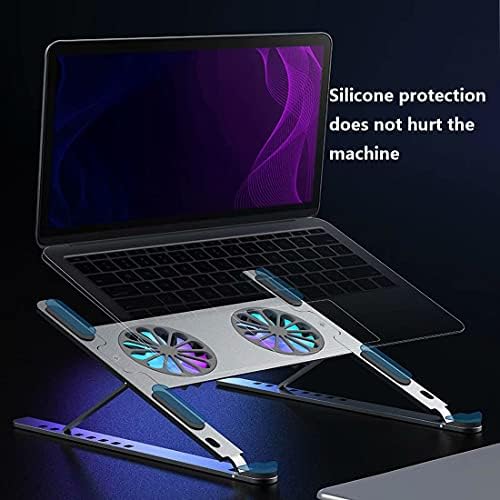 Vented Computer Stand for Laptop, Laptop Stand for Desk Adjustable Height with Fan 8-Angle Adjustable Laptop Stand for Desk Premium Aluminium Alloy Material Suitable for All Laptop