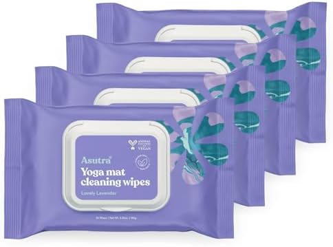 ASUTRA Yoga Mat Cleaning Wipes (Lovely Lavender (4 Pouches (30 Wipes Each))