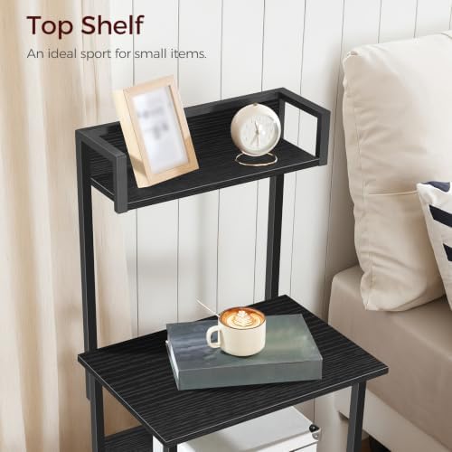 MAHANCRIS Printer Table with Storage, Home Printer Stand with File Cabinet, Fits A4/Letter Size Files, Printer Cabinet with Large Tabletop, Display Shelf, for Home Office, Black PTBK3501