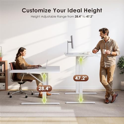OffiGo 63 Inch Reversible L Shaped Electric Standing Desk, White