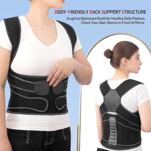 Posture Corrector for Women and Men Back Brace Straightener Instant Scoliosis Care Adjustable Shoulder Straps Hunchback Support Kyphosis Upright Thoracic Full Correction Relief Pain(Black S)