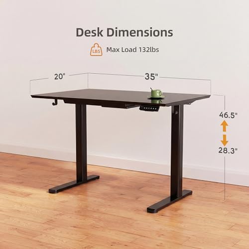 INNOVAR Glass Standing Desk with Drawers 35 x 20 Inch Black
