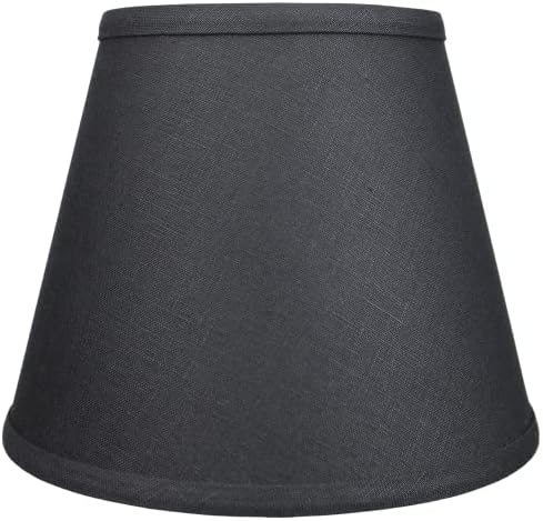 FenchelShades.com Lampshade 6" Top Diameter x 10" Bottom Diameter x 8" Slant Height 6x10x8" with Spider Attachment Diameter 0.4 Inch for Lamps with a Harp (Designer Linen Black)