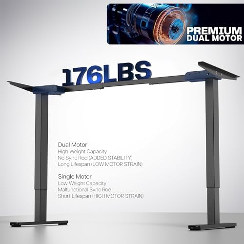 VIVO Black Dual Motor Electric Standing Desk Frame, DESK-V122EB