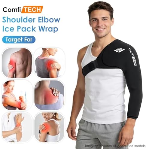ComfiTECH Reusable Shoulder Arm Ice Pack Wrap for Pitcher & Recovery, L