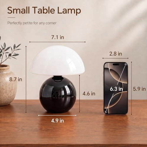 Dawnwake Mushroom Lamp Table Lamp for Bedroom-Small Desk Table Lamps,Black