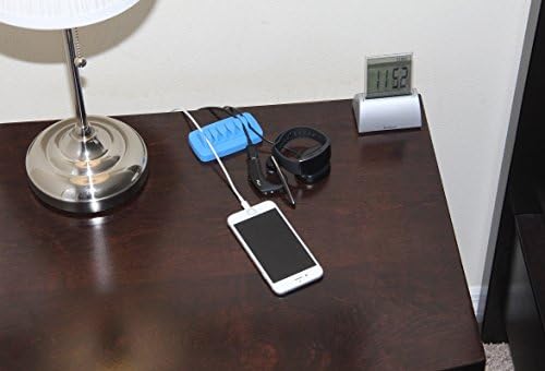 Heaviest Cable Organizer on the Market! Compact and Weighted Desktop Cord Holder for Desk and Nightstand, Eco-Friendly Silicone, No Bad Smell, Bundled with 4 Reusable Cable Ties! (Blue)