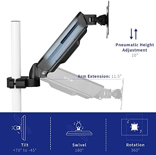 VIVO Black Pole Mounted Monitor Arm, 17-32 in Screens, MOUNT-POLE05A