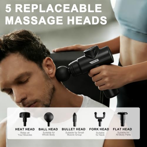 LEERCON Massage Gun with Heat, Deep Tissue Back Massager Gun Gifts for Men